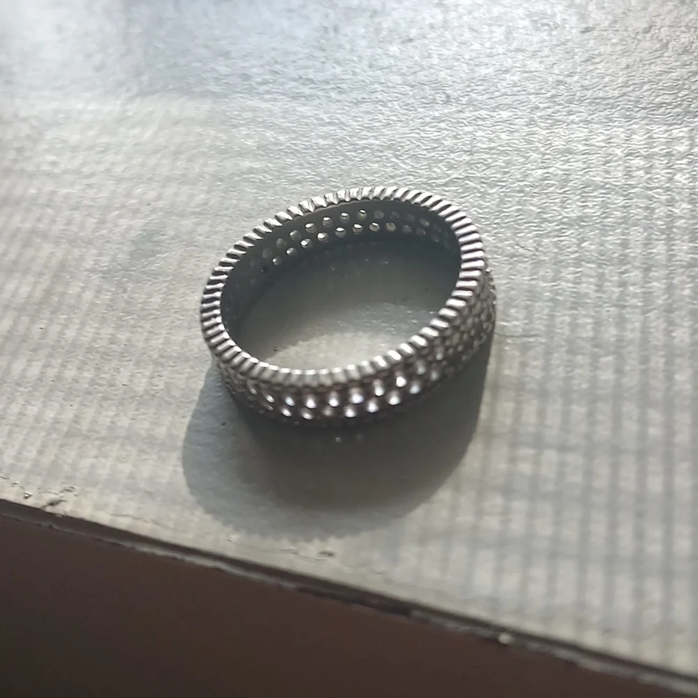 Sterling Diamond Band Unique Edge Vintage Sparkly 5.5